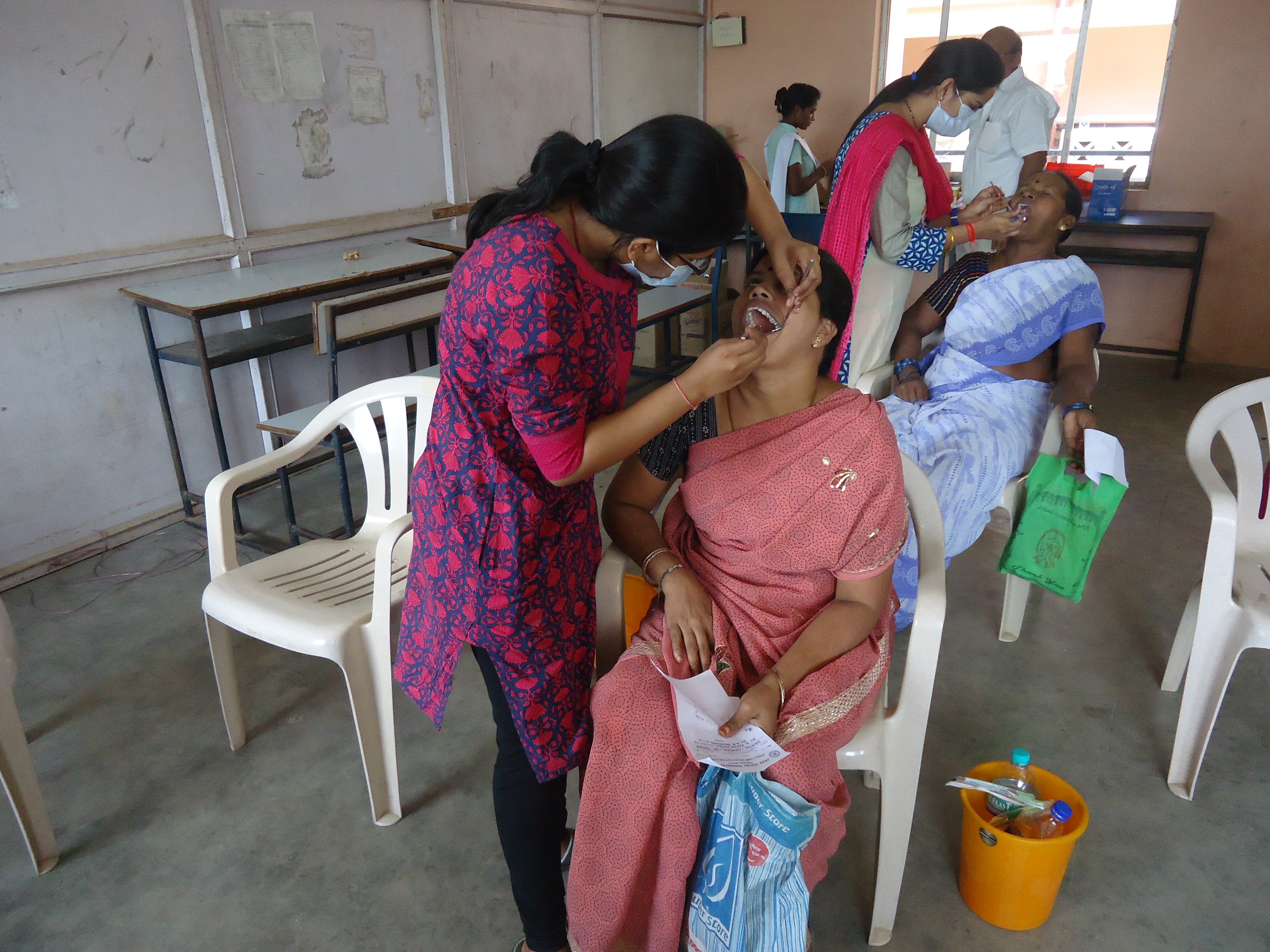 Eye examination at a medical camp