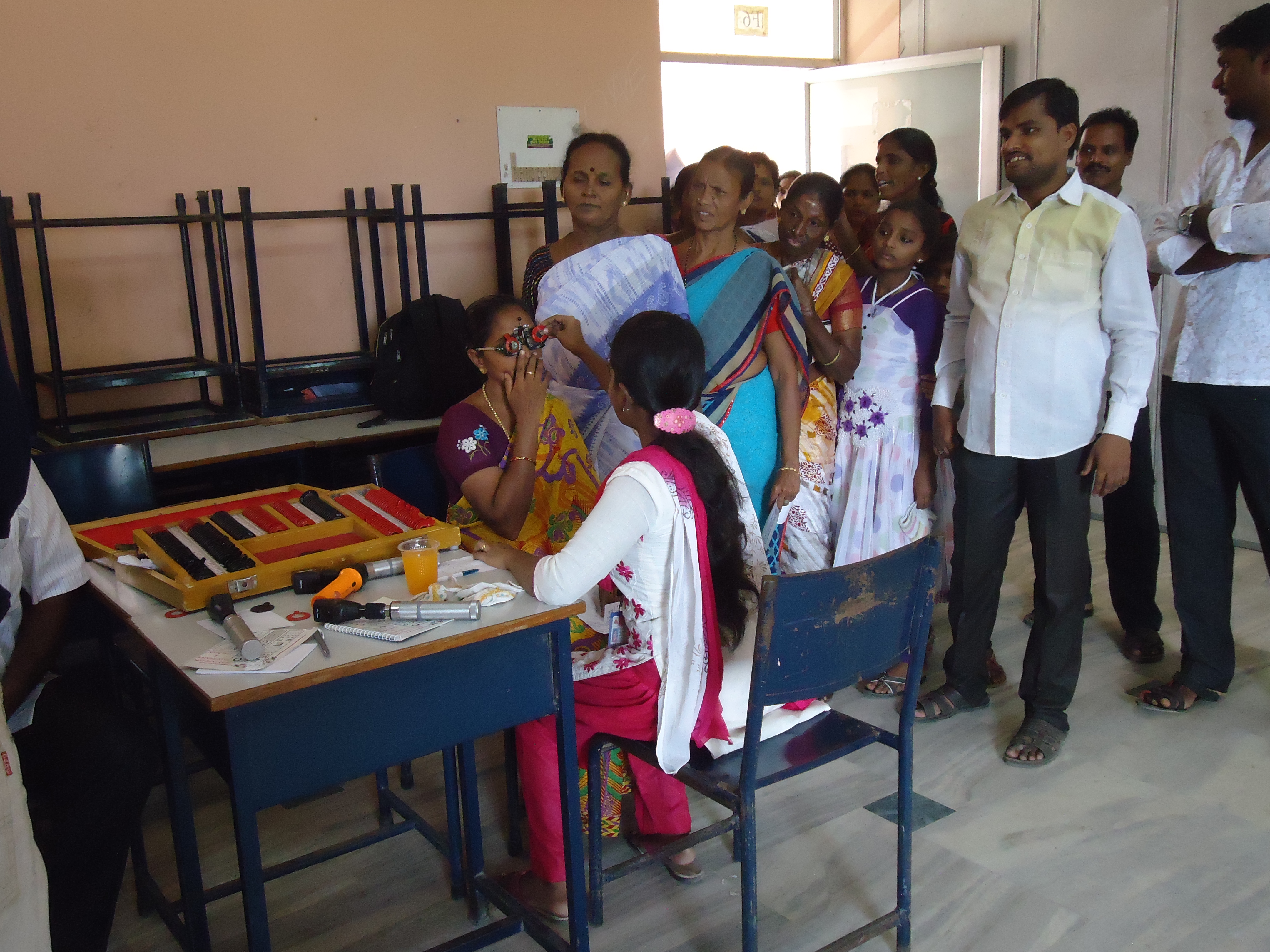 Spectacles being distributed at a medical camp