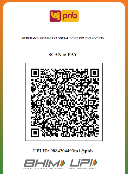 PNB UPI QR code to donate to Premalaya